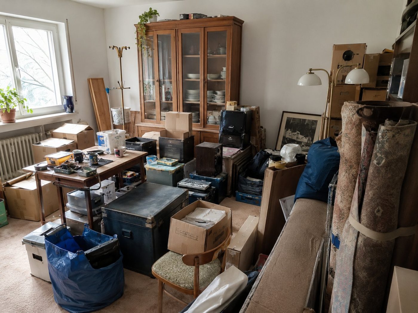 Vollgestelltes Zimmer vor der Entrümpelung