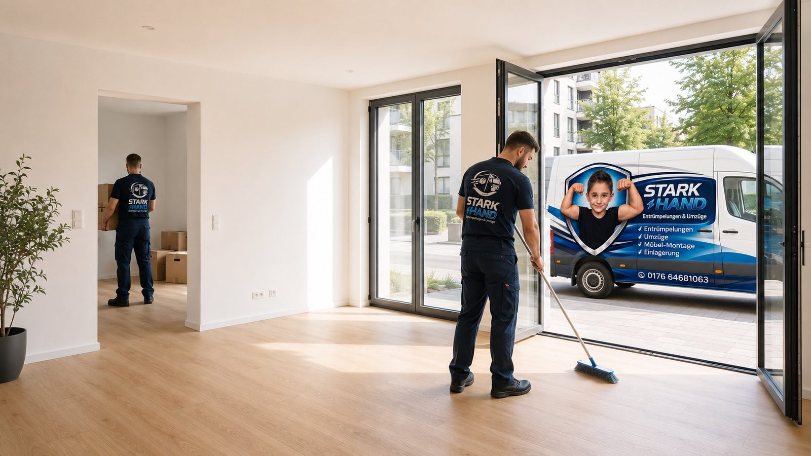 STARK HAND Team bei der besenreinen Übergabe einer geräumten Wohnung